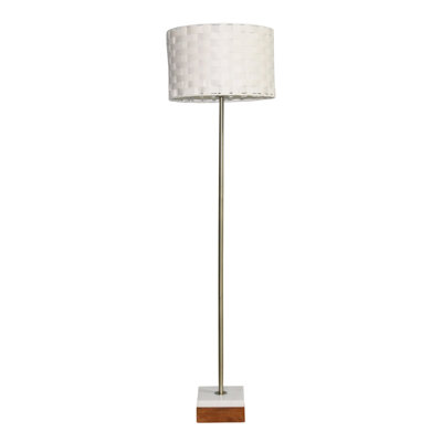 Minimalist Floor Lamp, Slim Standing Light With Neutral Shade For Contemporary Living Room & Bedroom Ambience Viora Marble Base Floor Lamp - Dark Brown And White 110V