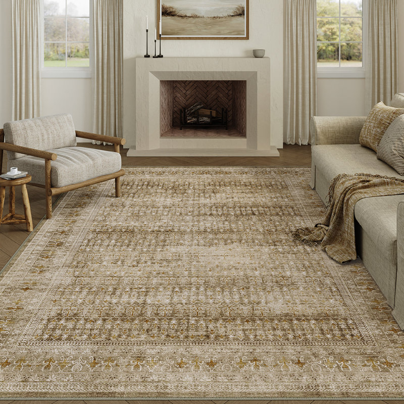 Kitty Machine Washable Oriental Area Rug for Living Room with Non-Slip Backing, Rectangle 8' x 10'