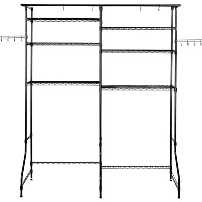 Étagère de rangement à 6 niveaux pour la salle de lavage, séchoir à linge avec sécheuse avec tablettes réglables, tringle, crochets, économiseur d'espace, acier au carbone noir, haute stabilité, roulement, solution antirouille