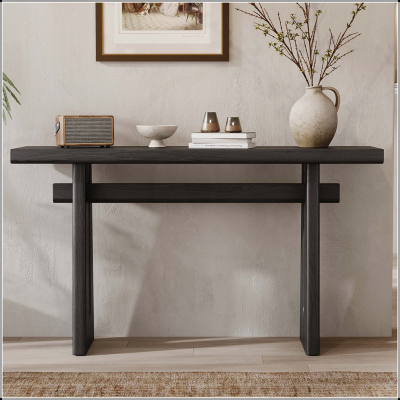 Console Mirod avec silhouette géométrique - touche architecturale parfaite pour le salon, le vestibule, le couloir, Noir