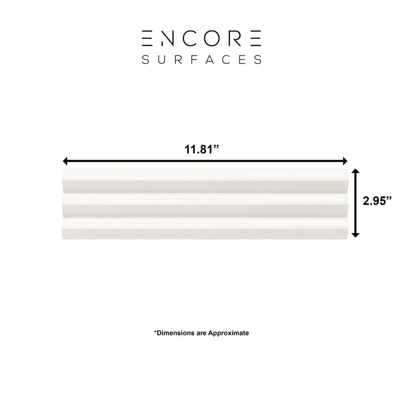 Bead 3" x 12" 3D Raised Fluted Subway Wall Tile, Bright White