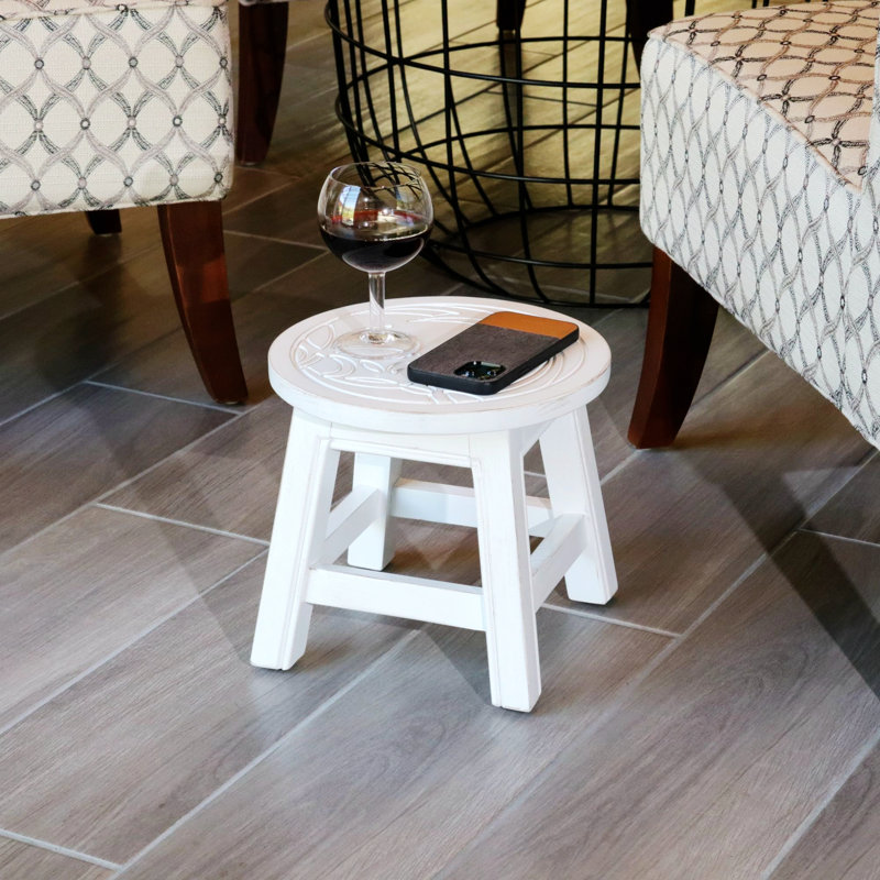 Solid + Manufactured Wood Accent Stool, White