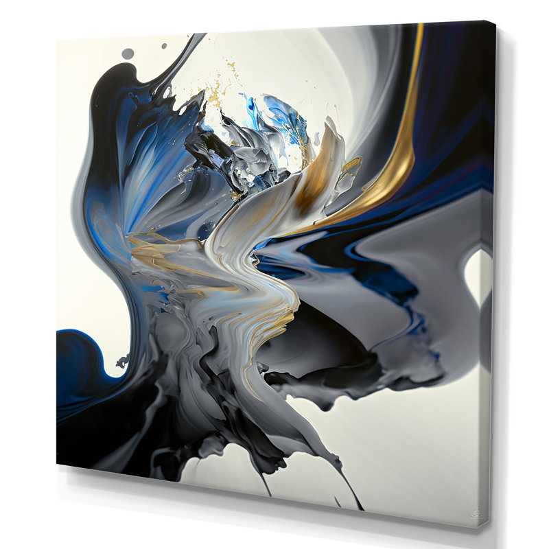 Bright Blue Smooth Abstract I - Abstract Spirals, art mural, H 24 po x l 24 po x P 1 po, Toile tendue