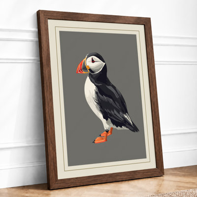 Puffin Profile Botanical - Framed Print