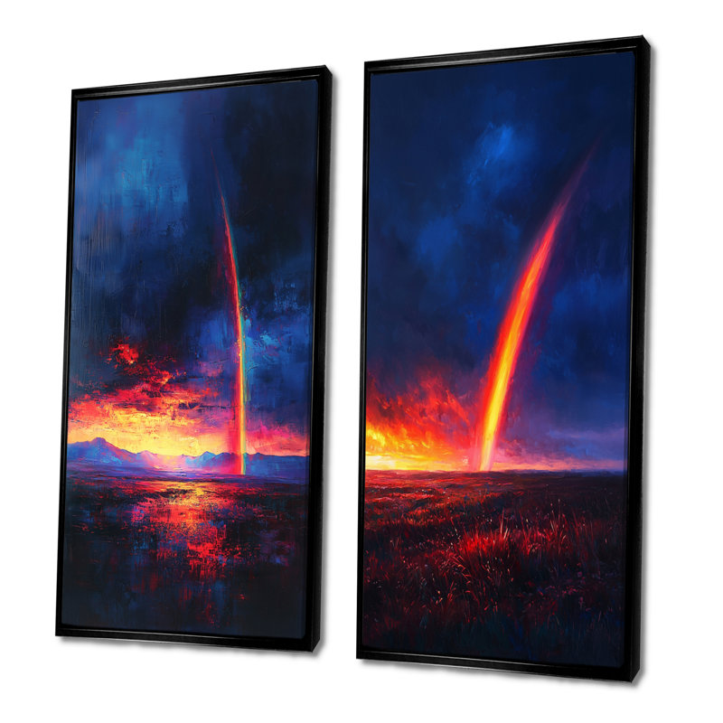 Rainbow After The Storm I - Collection d'art sur toile 2 pièces, 28" H x 25" W, Cadre flottant noir