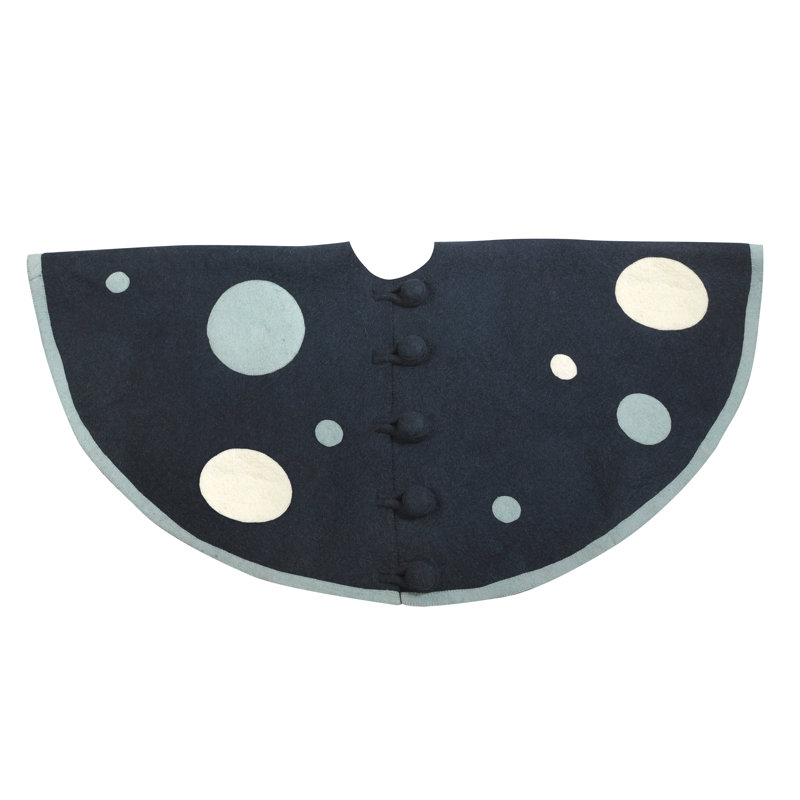 Blue Polka Dot Hand-Felted Wool Christmas Tree Skirt - 60 Inches