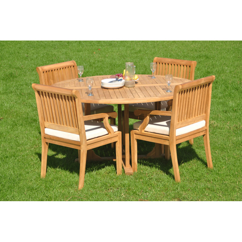 Bradyn Outdoor 5 - Piece Teak Dining Set, 4