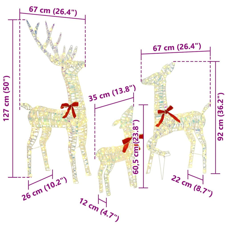 vidaXL Reindeer Family 67 x 26 x 127 cm, Gold