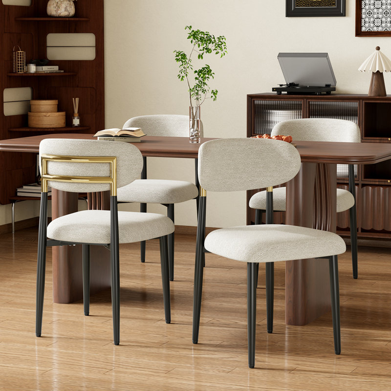 Chaise d'appoint rembourrée avec structure en métal, Beige