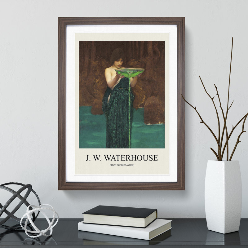 Circe Invidiosa by John William Waterhouse - Picture Frame Art Prints, 65cm H x 48cm W x 2cm D, Walnut