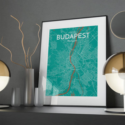 Budapest City Map in Nature 1 Piece Wall Art