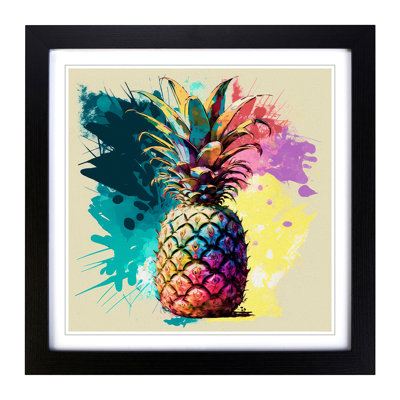 Pineapple Abstract Expressionism - Single Picture Frame Print on Wood