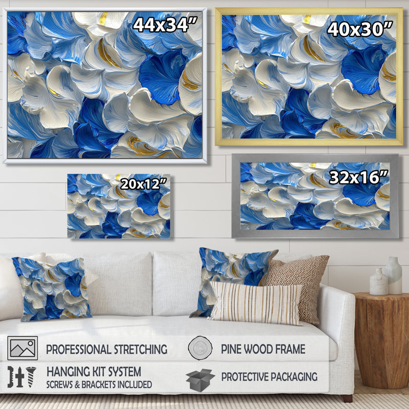 Cheever, bleu océan délicat, pétales de fleurs IV - fleurs abstraites, art mural, H 30 po x l 40 po, Noir