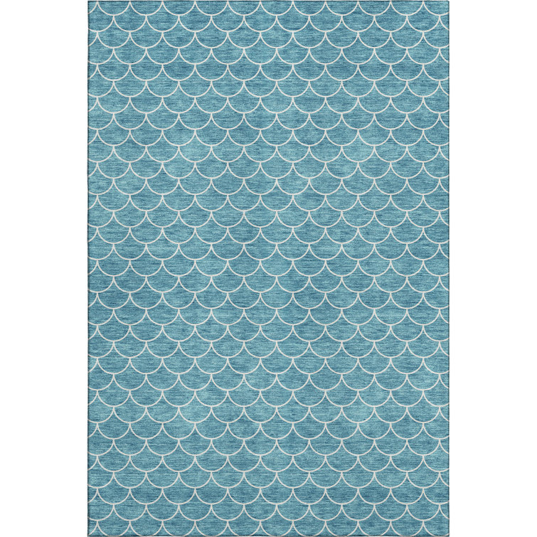 Premium Machine Washable Prisco Teal Rug
