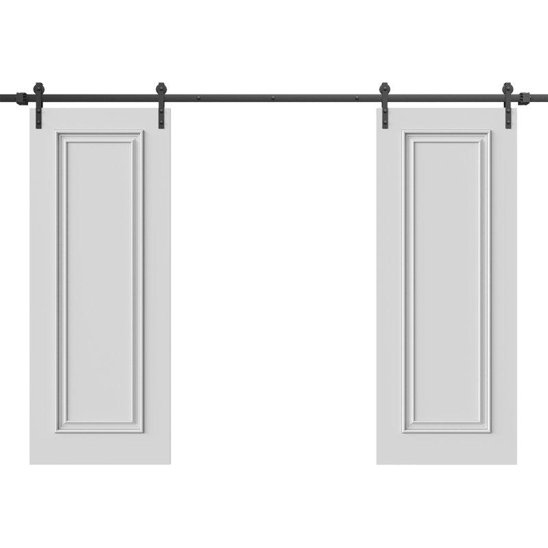 Double porte de grange | Émail blanc IMPÉRIAL 1811 | Ensemble de rails | Portes intérieures solides, 48 po x 96 po