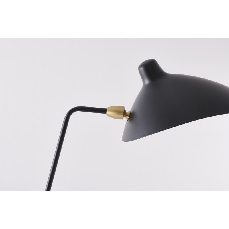 Industrial 1-Light Black Table Lamp With A Black Aluminum Shade, Matte Black