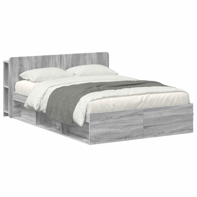 Bed, Grey Sonoma, European Kingsize (160 x 200 cm)