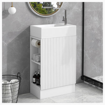 Ensemble de meuble-lavabo simple 18,6 po avec plateau en céramique Elwen