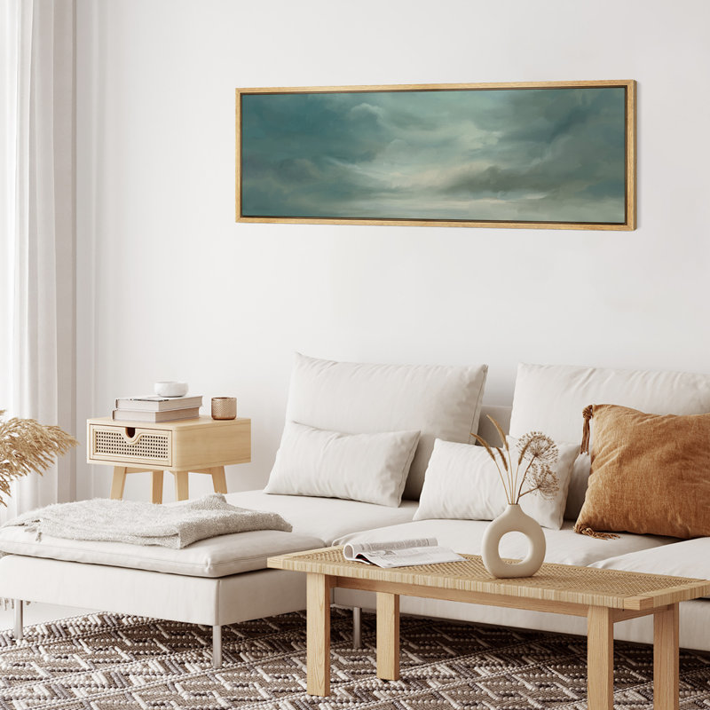 Impression sur toile encadrée «Green Tunes Relaxing Calm Clouds», H 20 po x l 60 po, Naturel