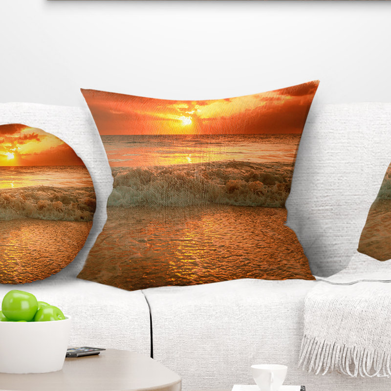 Coussin en mer seascape incroyable beauté de soleil reflection, 18 po x 18 po, Coussin décoratif