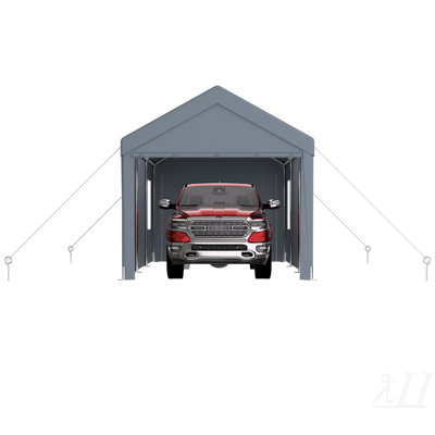 Auvent portatif 10 pi x 20 pi pour abri d'auto avec 2 portes à enroulement et 4 fenêtres ventilées