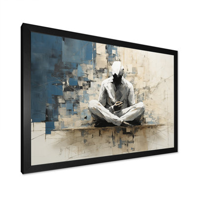 Abstrait médiation de yoga bleu et blanc sur toile