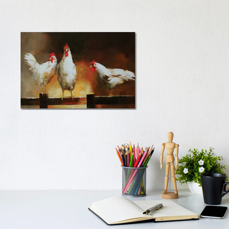 Chicken II by Willem Haenraets - Wrapped Canvas Painting, 20.32 cm H x 30.48 cm W