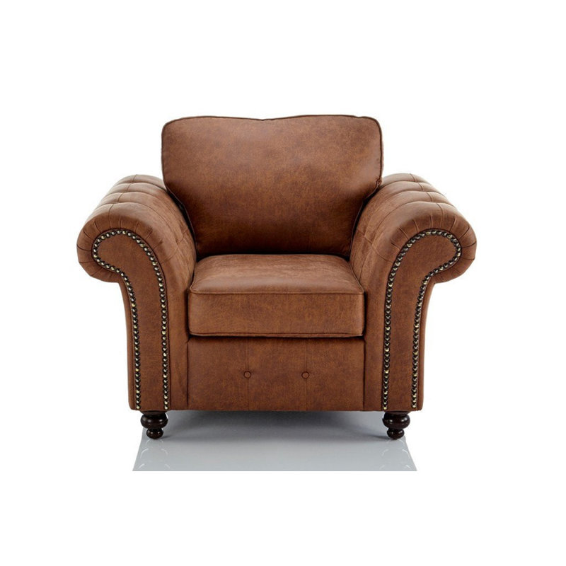 Oakland 118Cm Faux Leather Scroll Armchair