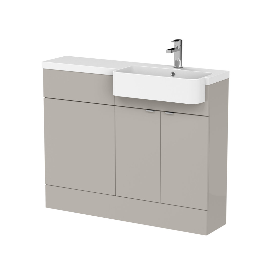 Hudson Reed Fusion 1100mm Pebble Grey 2 Door Floor Standing Right-Hand Combination Unit With Basin
