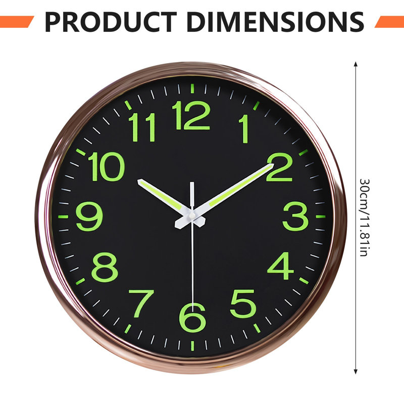 Horloge murale 12 po, Copper/Black