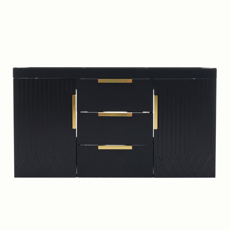 Wall Mounted Bathroom Vanity without Sink, Black