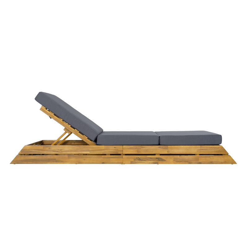 Chaises longues de patio réglables, fauteuil inclinable moderne en bois d'acacia pour piscine