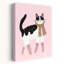 Cute Cat Pink Socks Whimsical Abstract Contemporary Cat Winter Landscape Wall Art Print 1 Piece Wrapped Canvas Wall Art-1466029249