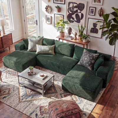 Boneless 134'' Modular U-Shaped Corduroy Sectional Sofa