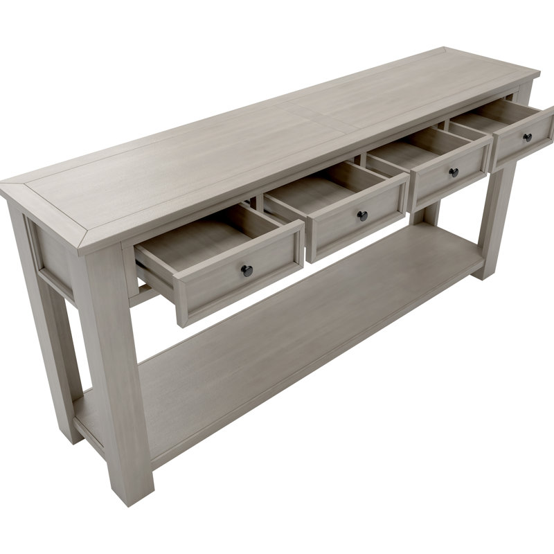 Console en bois massif avec tablette - Gris délavé Home Decor Lignes élégantes et attrait élégant, Gris délavé