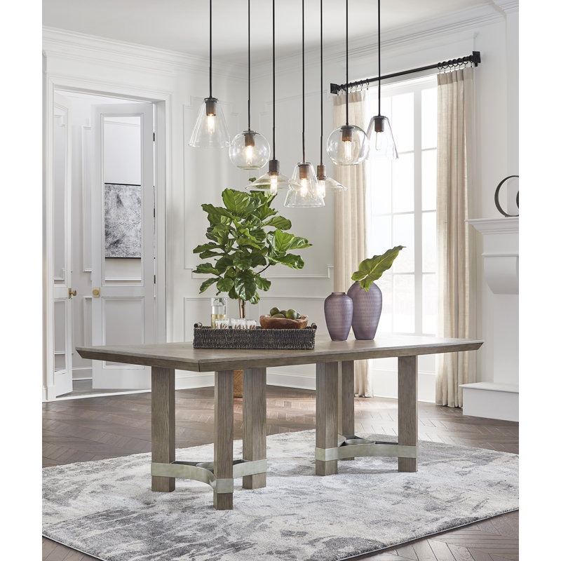 Contemporary Chrestner Solid Oak 84'' Gray Dining Table