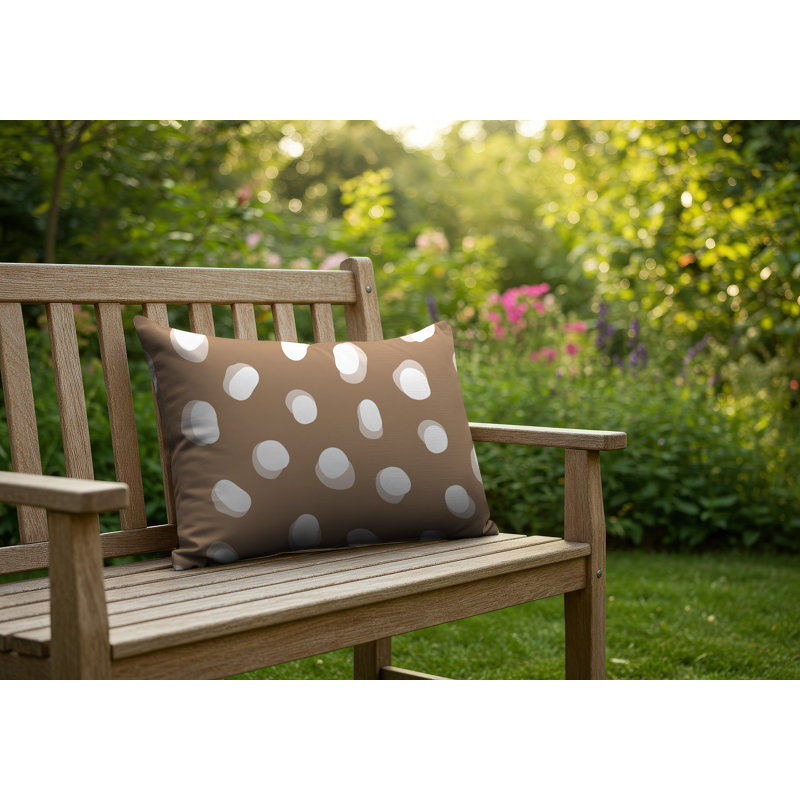 Oreiller réversible intérieur / extérieur Jayi Spots, 25 x 18, Beige