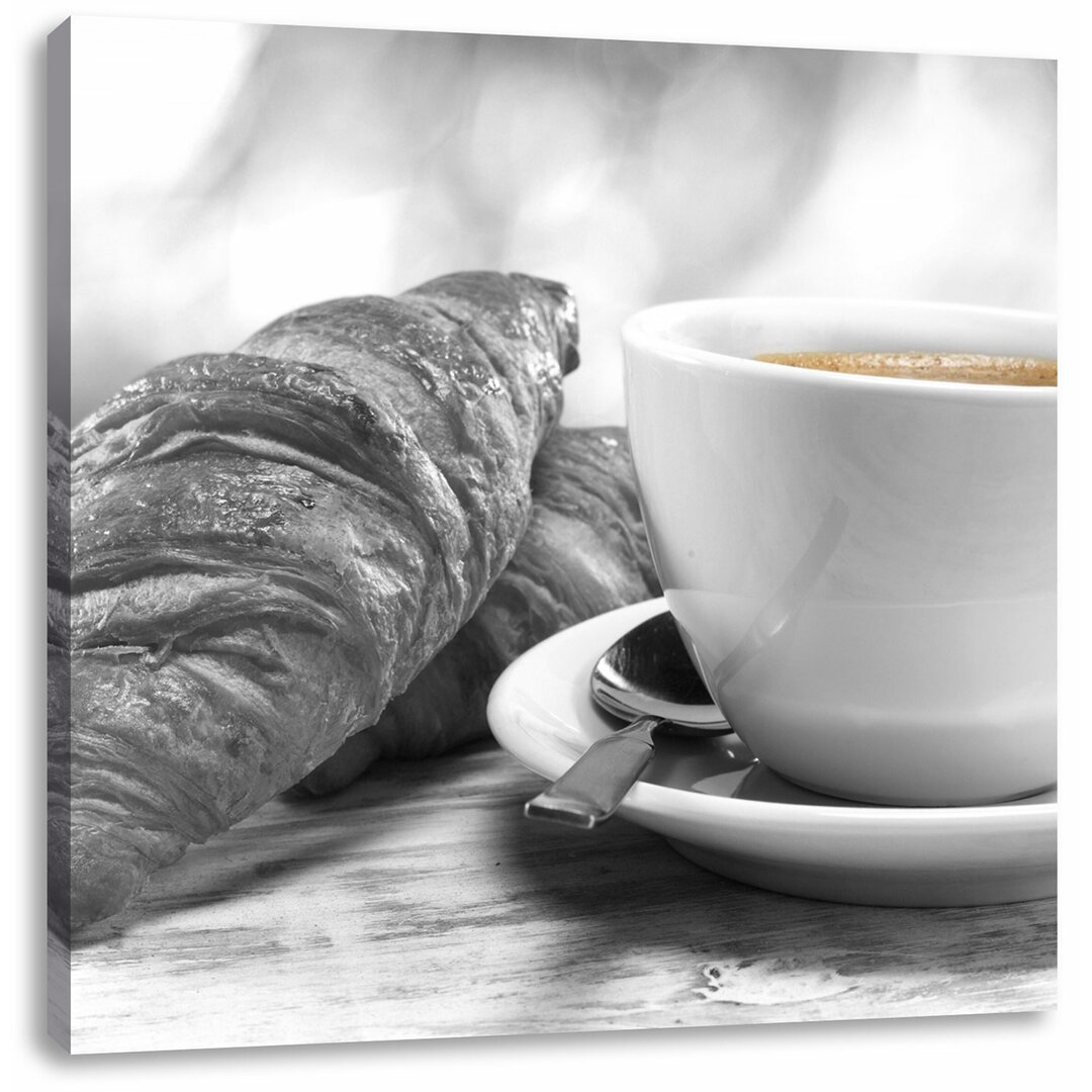 Leinwandbild Croissants und Kaffee