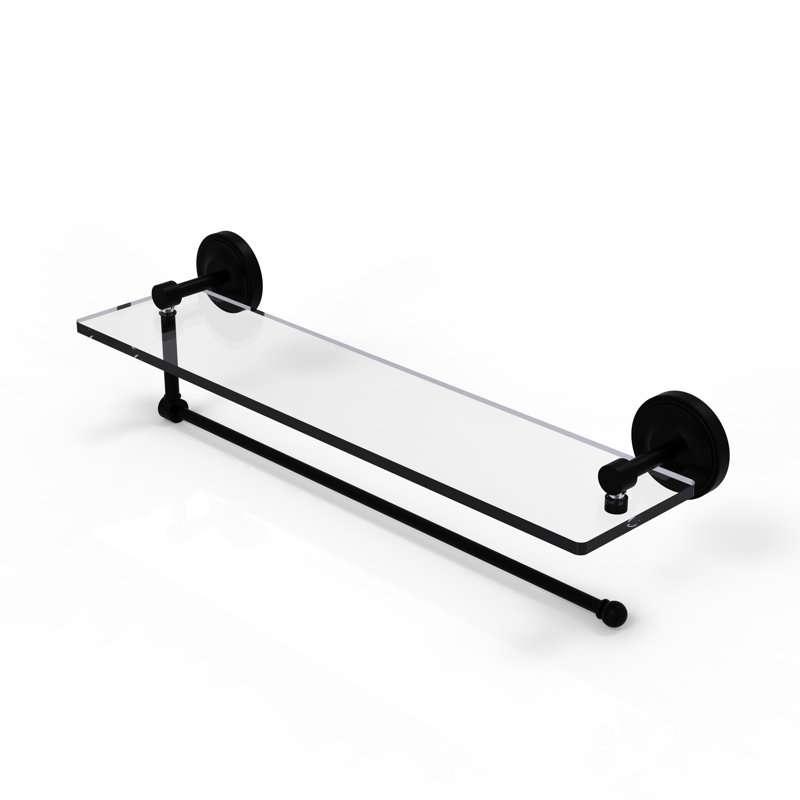Alcott Bracket Shelf with Towel Bar, Matte Black