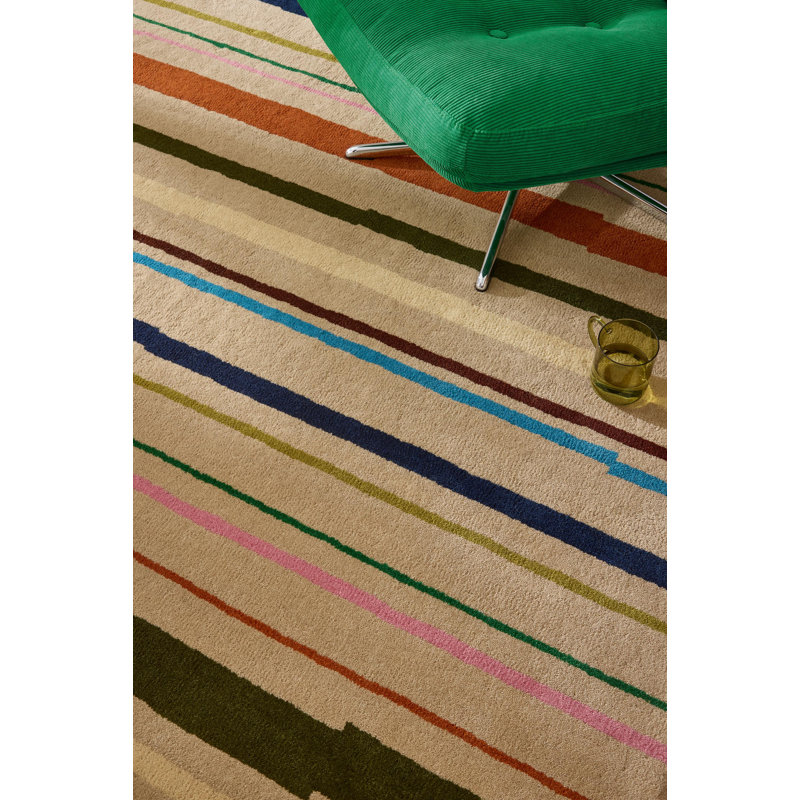 Hand Tufted Wool Striped Area Rug, Rectangle 4'7" x 6'7"
