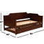 Lit de jour simple avec couchette, fini cerisier, design classique moderne, bois d'ingénierie et placage, roulettes pour plus d'espace