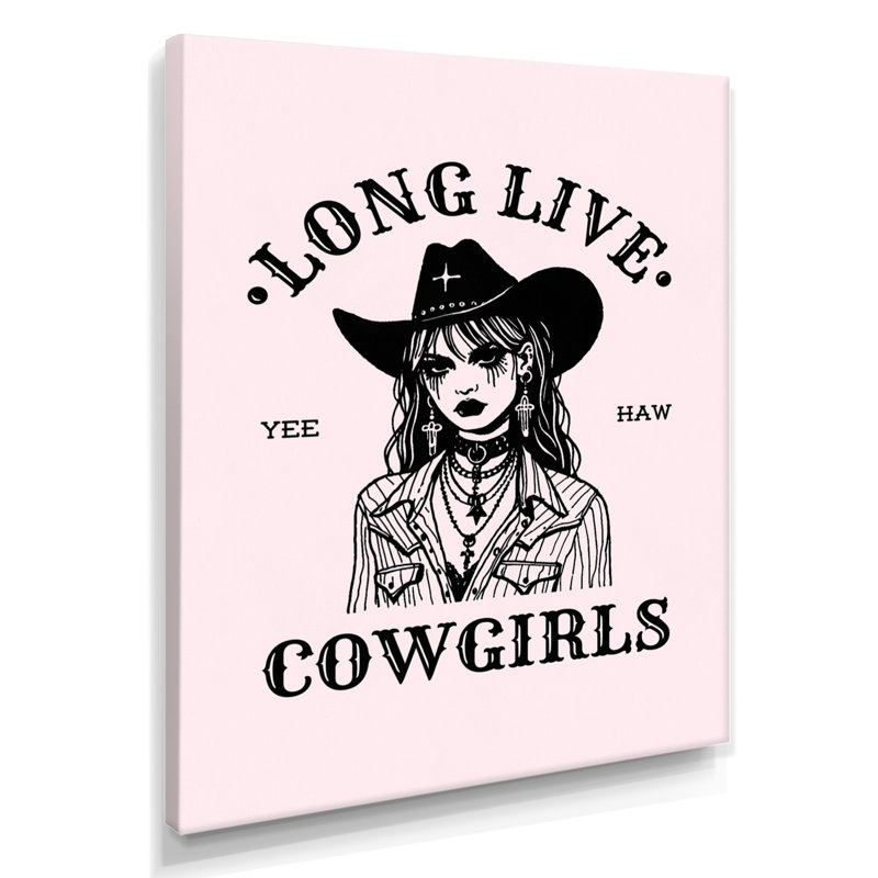 Longue vie aux Cowgirls, illustration Yeehaw, Toile tendue, H 44 po x l 34 po