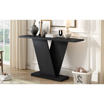 Console Mirod avec placage en bois naturel, conception Vbase pour une polyvalence classique, parfaite pour exposer vos articles préférés, assemblage facile