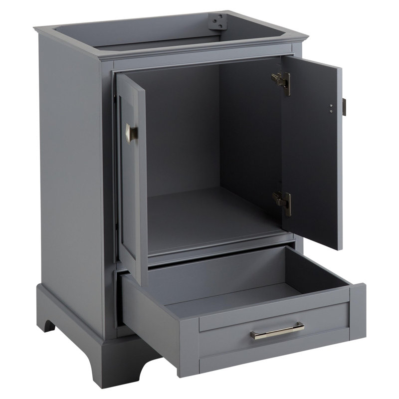 Gray Solid Wood Freestanding Single Basin Vanity Cabinet