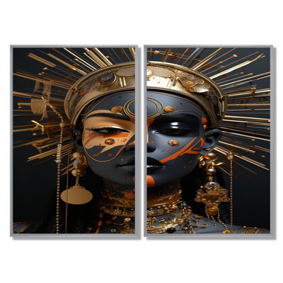 Aura dorée et noire, déesse de la femme - art mural femme, ensemble de 2