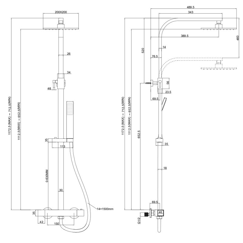 Legaspi Thermostatic Shower with Adjustable Shower Head