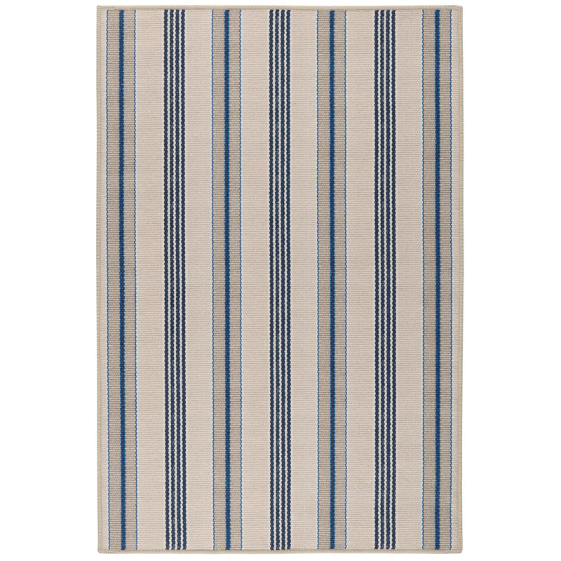 Nimes Ticking Neutral Machine Printed Washable Rug, Rectangle 6' x 9'