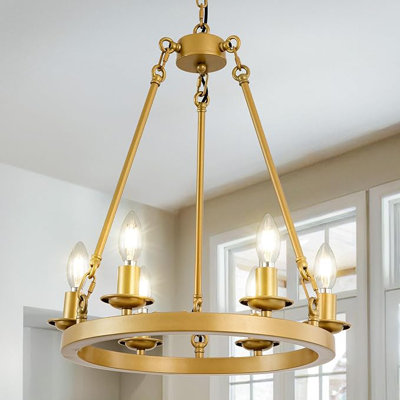 6-light Modern Chandelier Farmhouse Glass Pendant For Living Room Dining Room