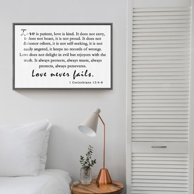 «Love is patient», art textuel sur toile