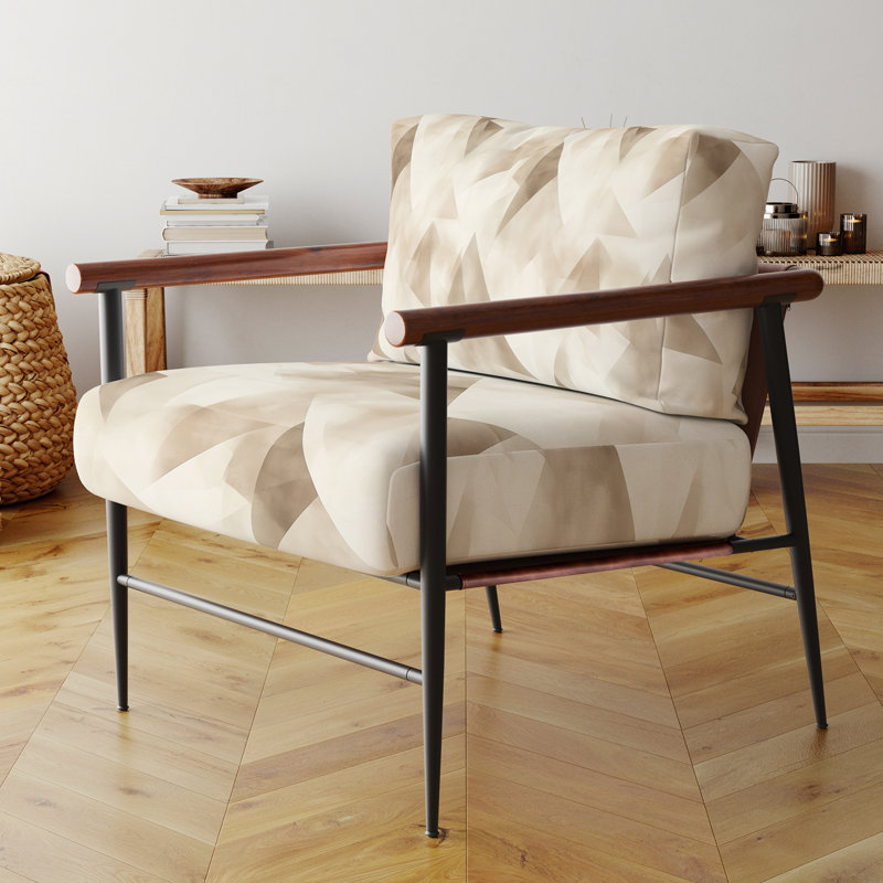 Chaise rembourrée Modern, Bras ronds bruns
